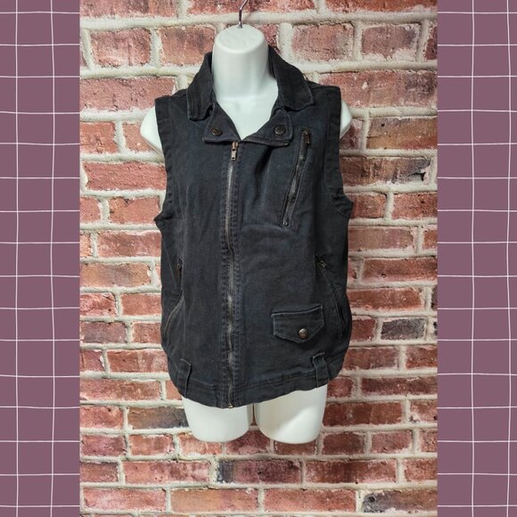 Unisex RUDE Denim Utility Moto Jean Jacket Medium - Picture 1 of 7